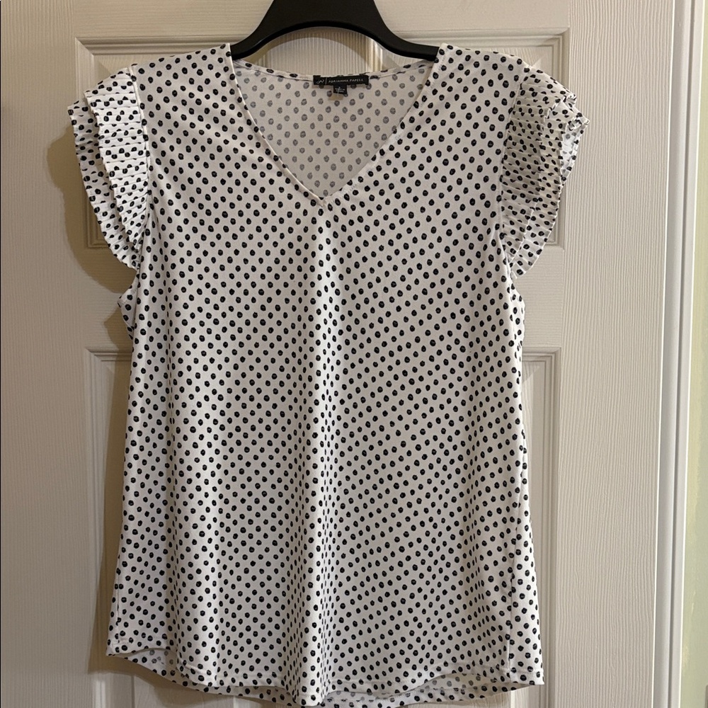 Adrianna Papell Black and White Polka Dot Blouse